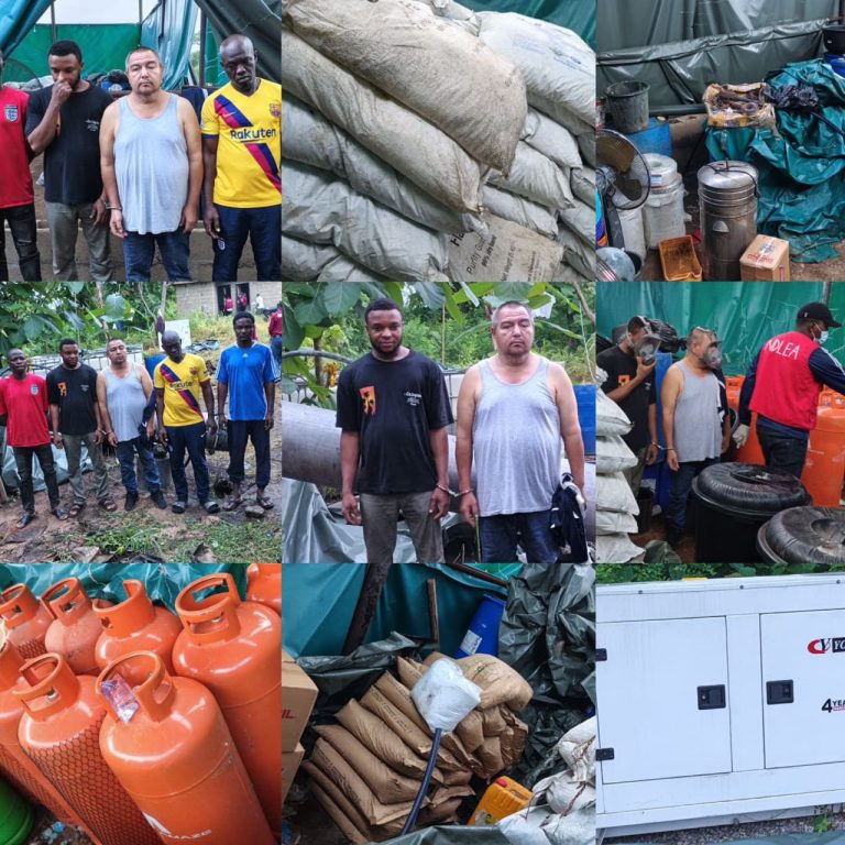 NDLEA Dismantles Meth Lab In Oyo Forest, Arrests Mexican Suspect And Four Nigerians
