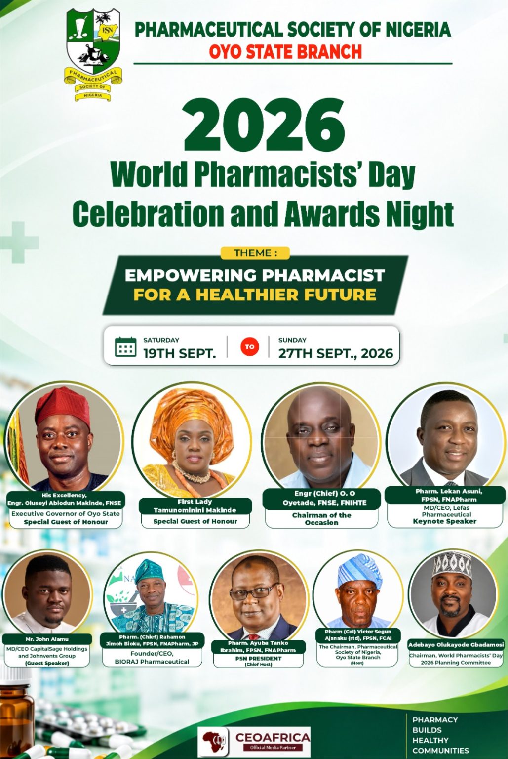 Gov. Makinde, Asuni, Ibrahim, Others To Grace PSN Oyo 2026 World Pharmacists Day